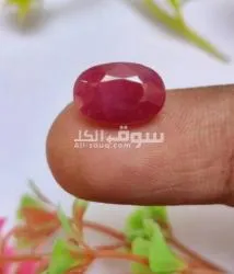 حجر ياقوت أحمر طبيعي مع الشهادةnatural ruby stone with certificate - 3